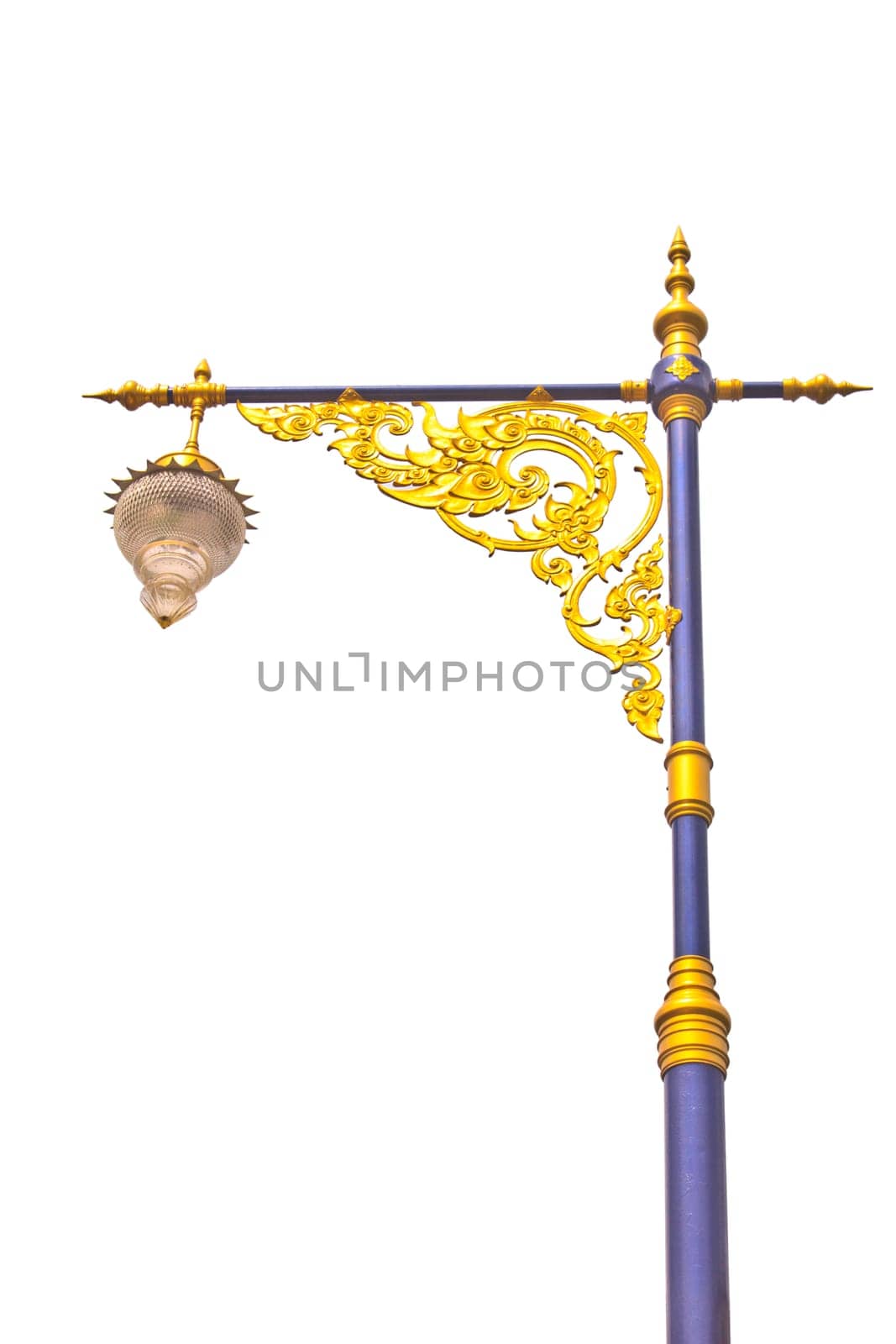 golden lighting pole on background, Thai style statue