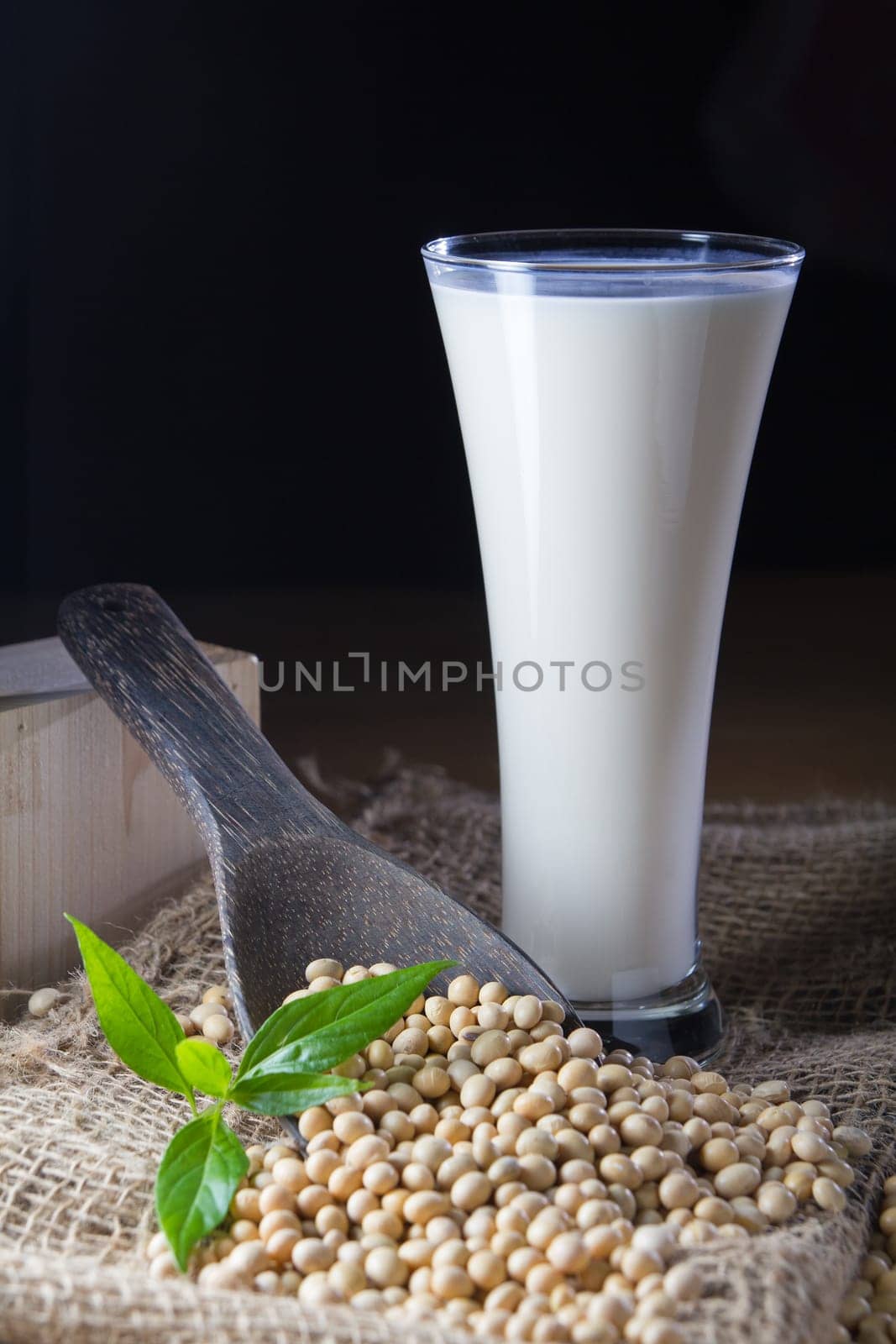 soy milk with soy beans background
