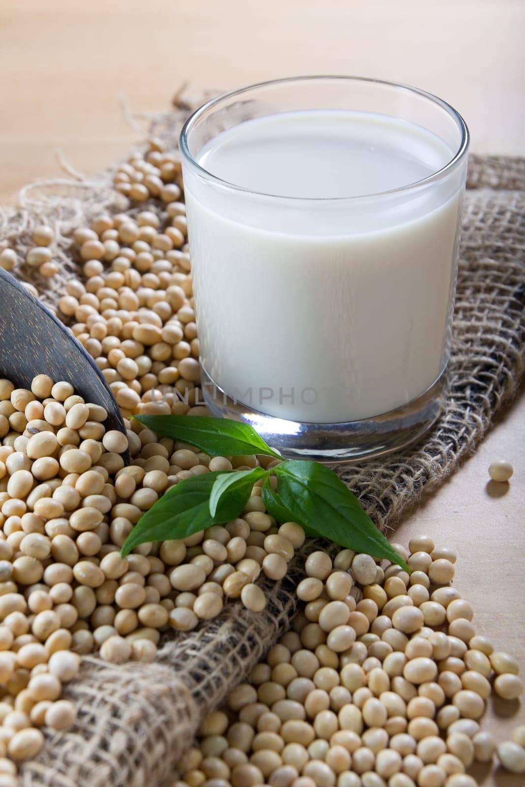 soy milk with soy beans background
