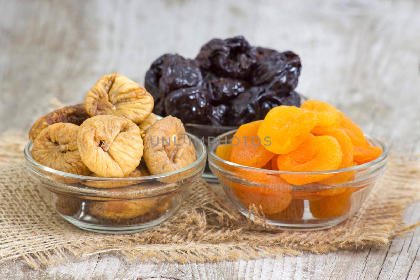 different dried fruits - lums, apricots, figs