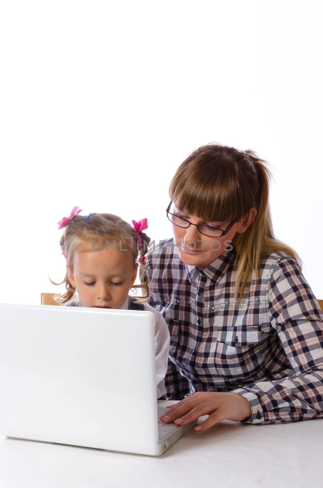 mother and daughter on the computer.