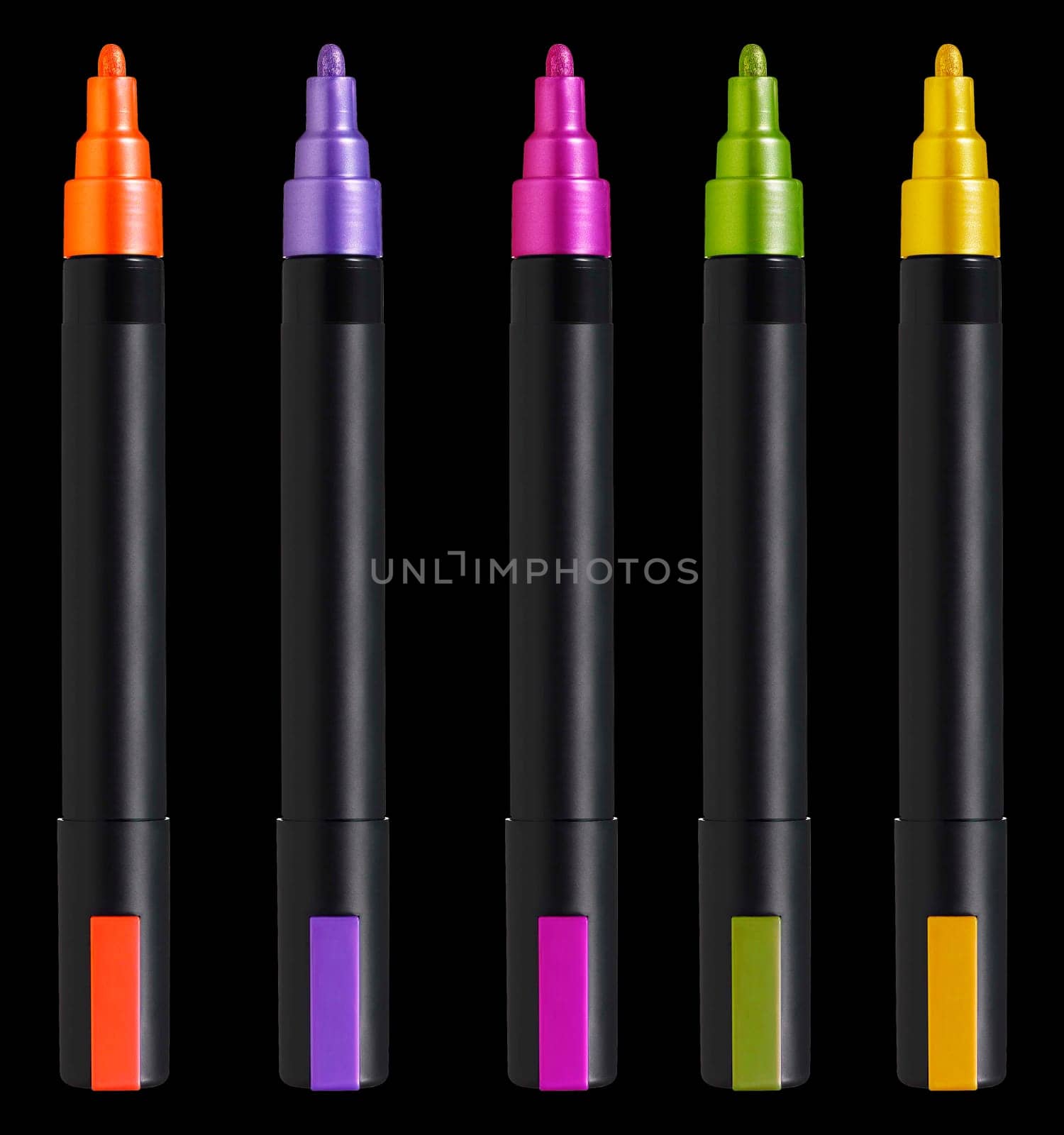 Colorful text highlighter pens,  (with clipping work path)