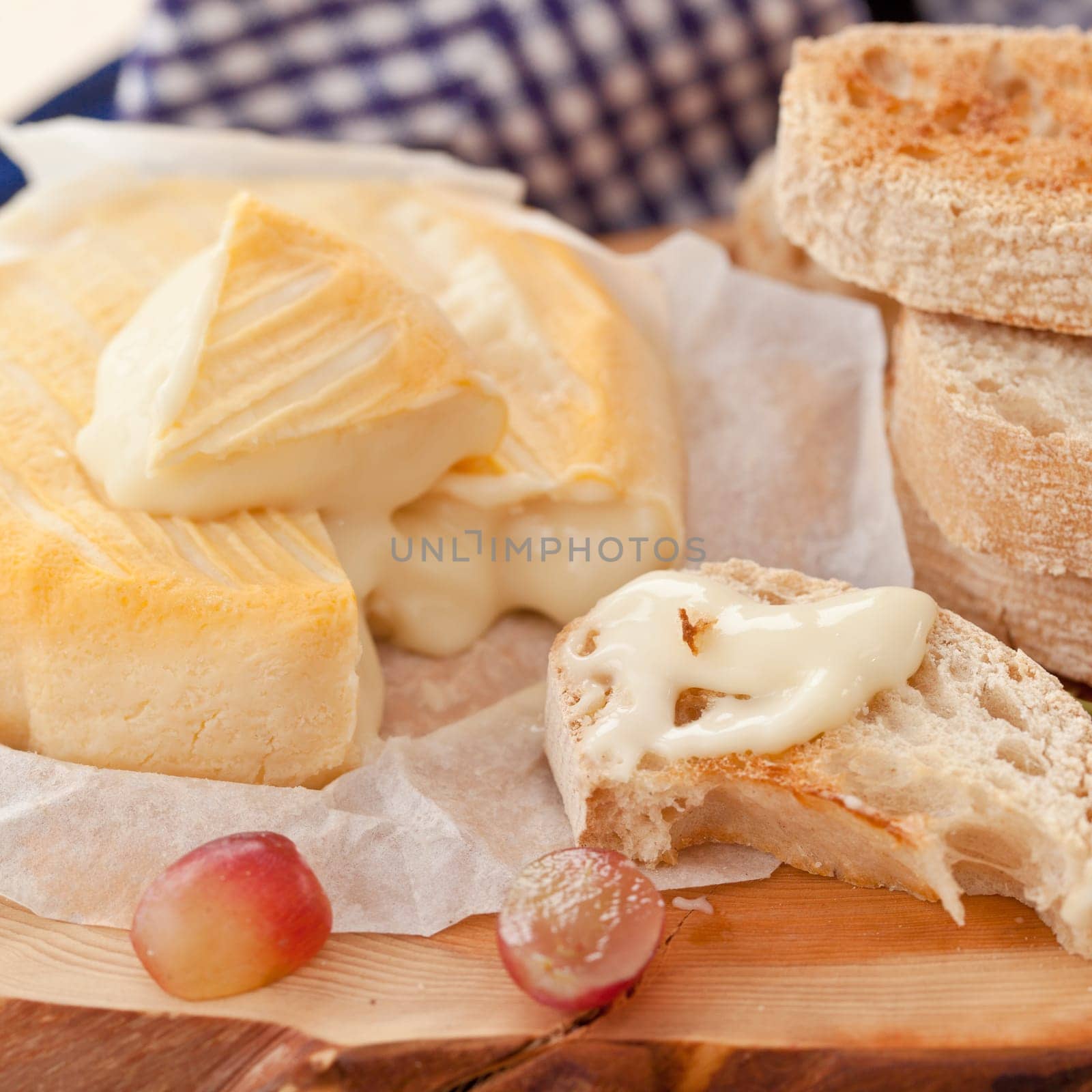Camembert and toasted slices of ciabatta