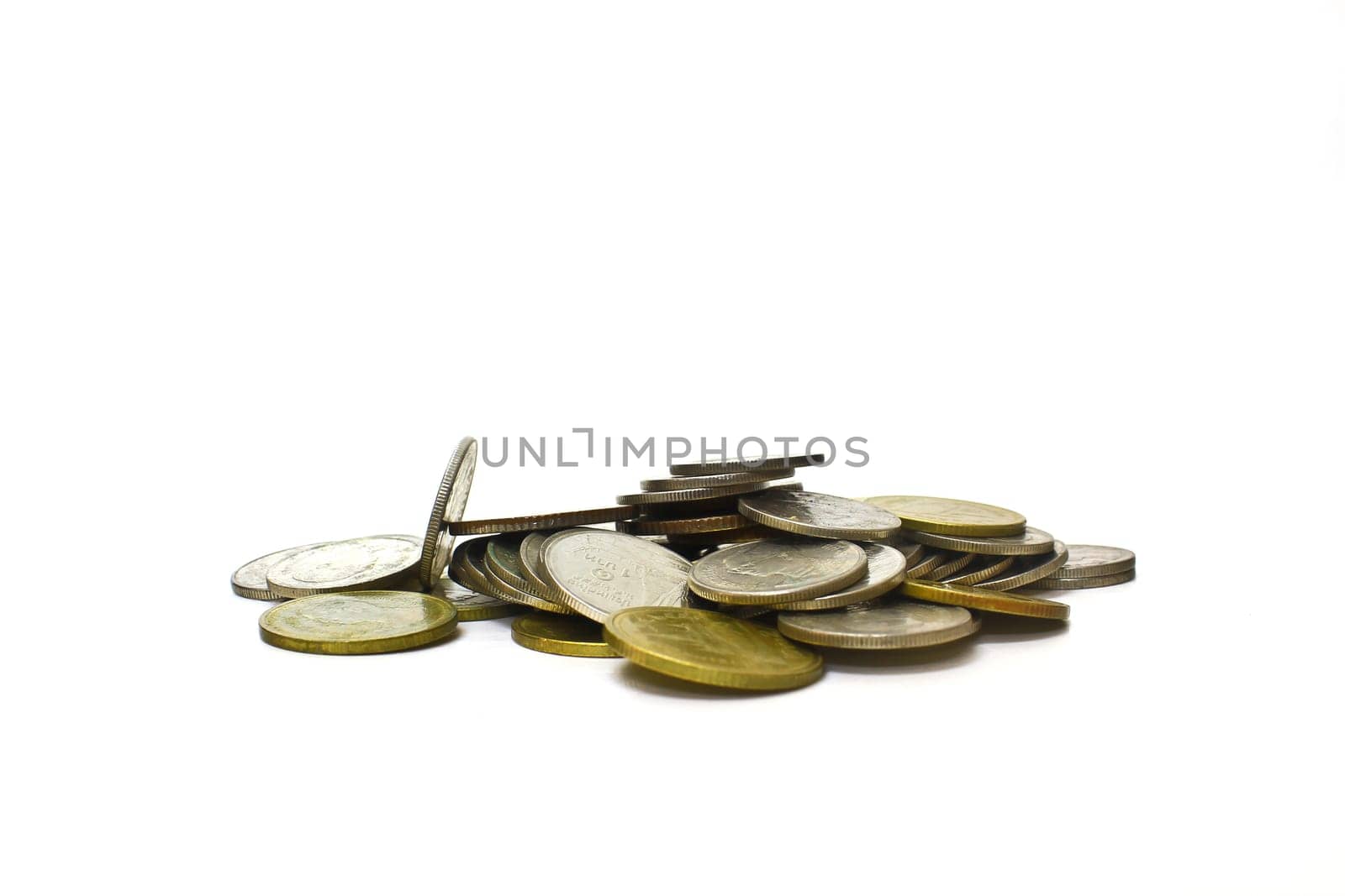 stack of coins isolated on a white background