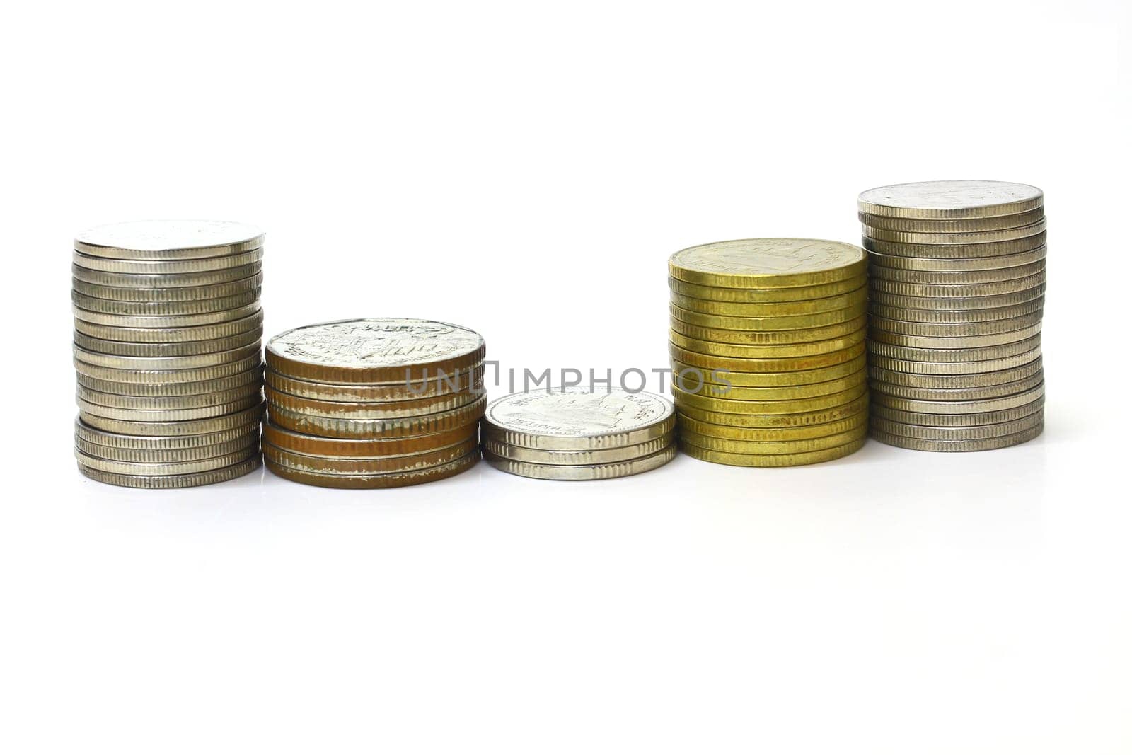 stack of coins isolated on a white background