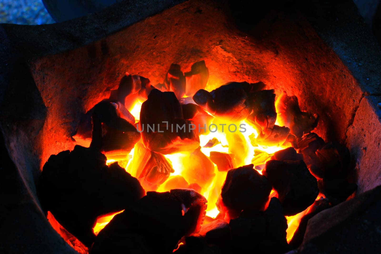 Burning wood in hot stove,  Thailand traditional style of cooking