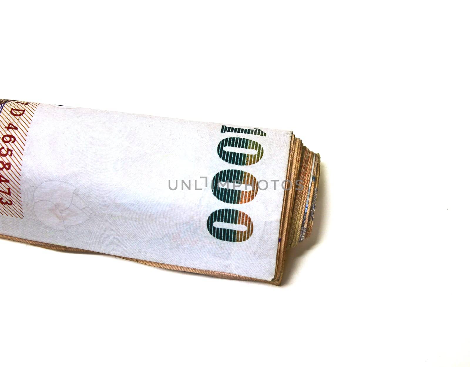Bank note of Thai currency isolated on white background