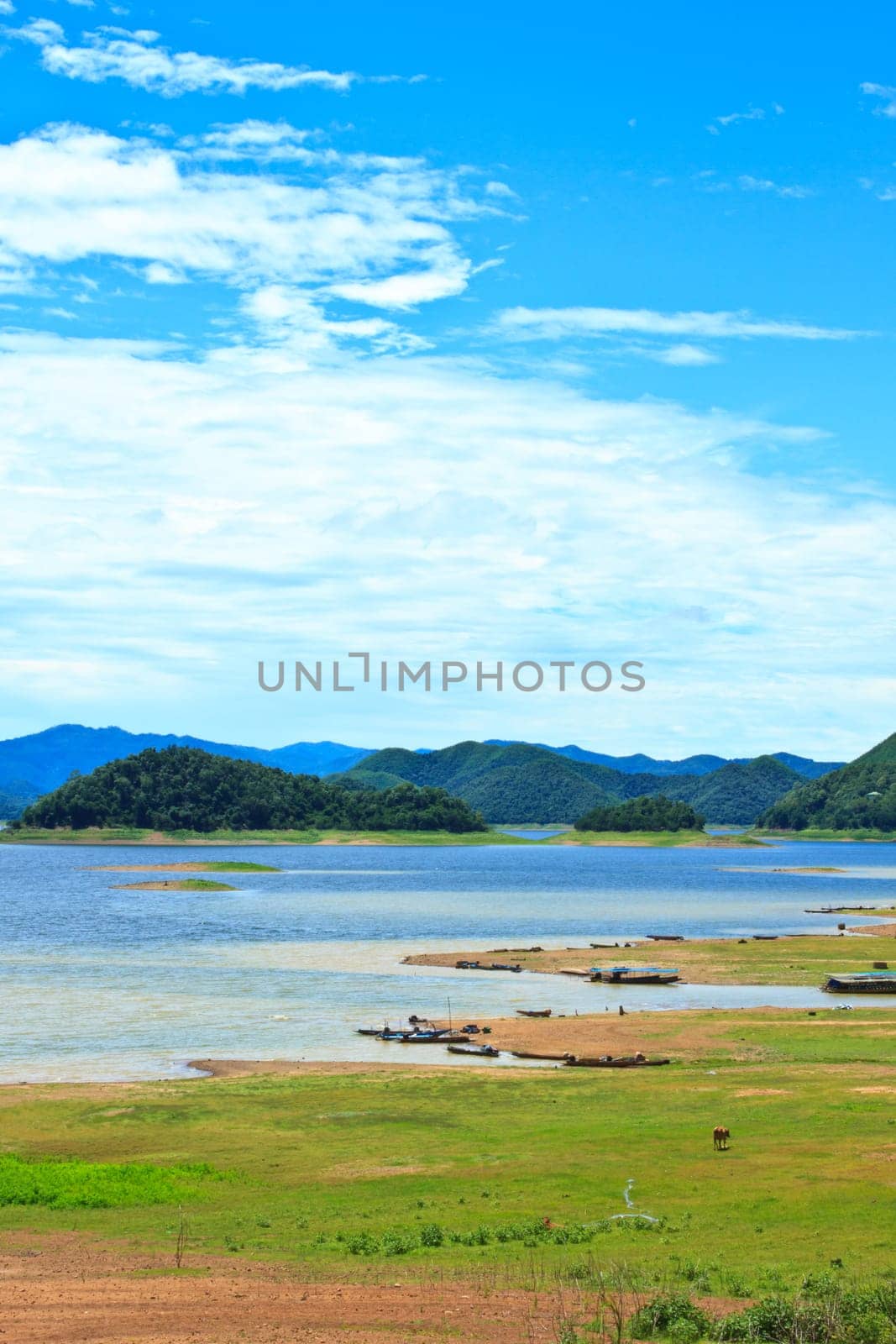 Views over the reservoir Kaengkrachan dam, Phetchaburi Thailand
