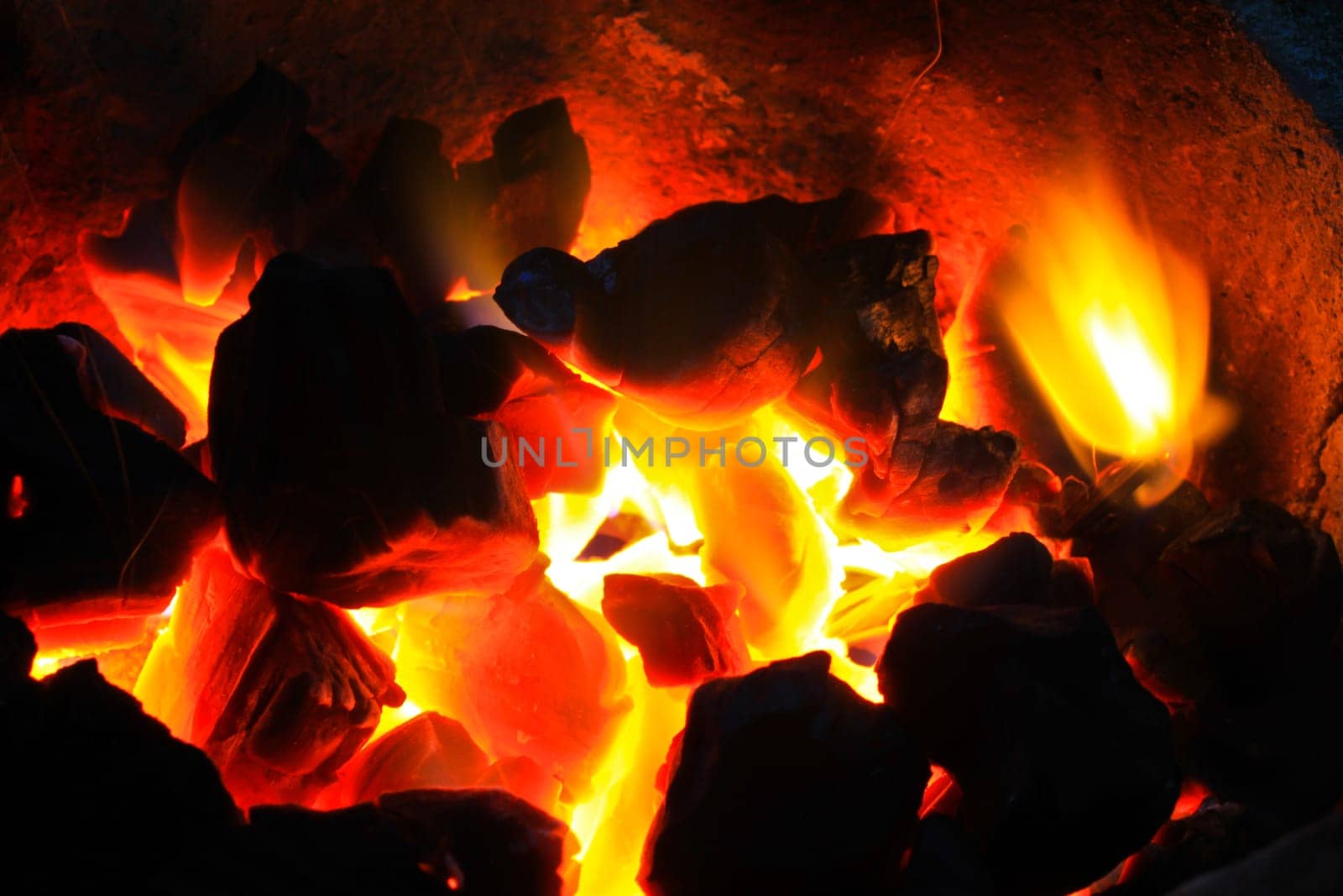 Burning wood in hot stove,  Thailand traditional style of cooking