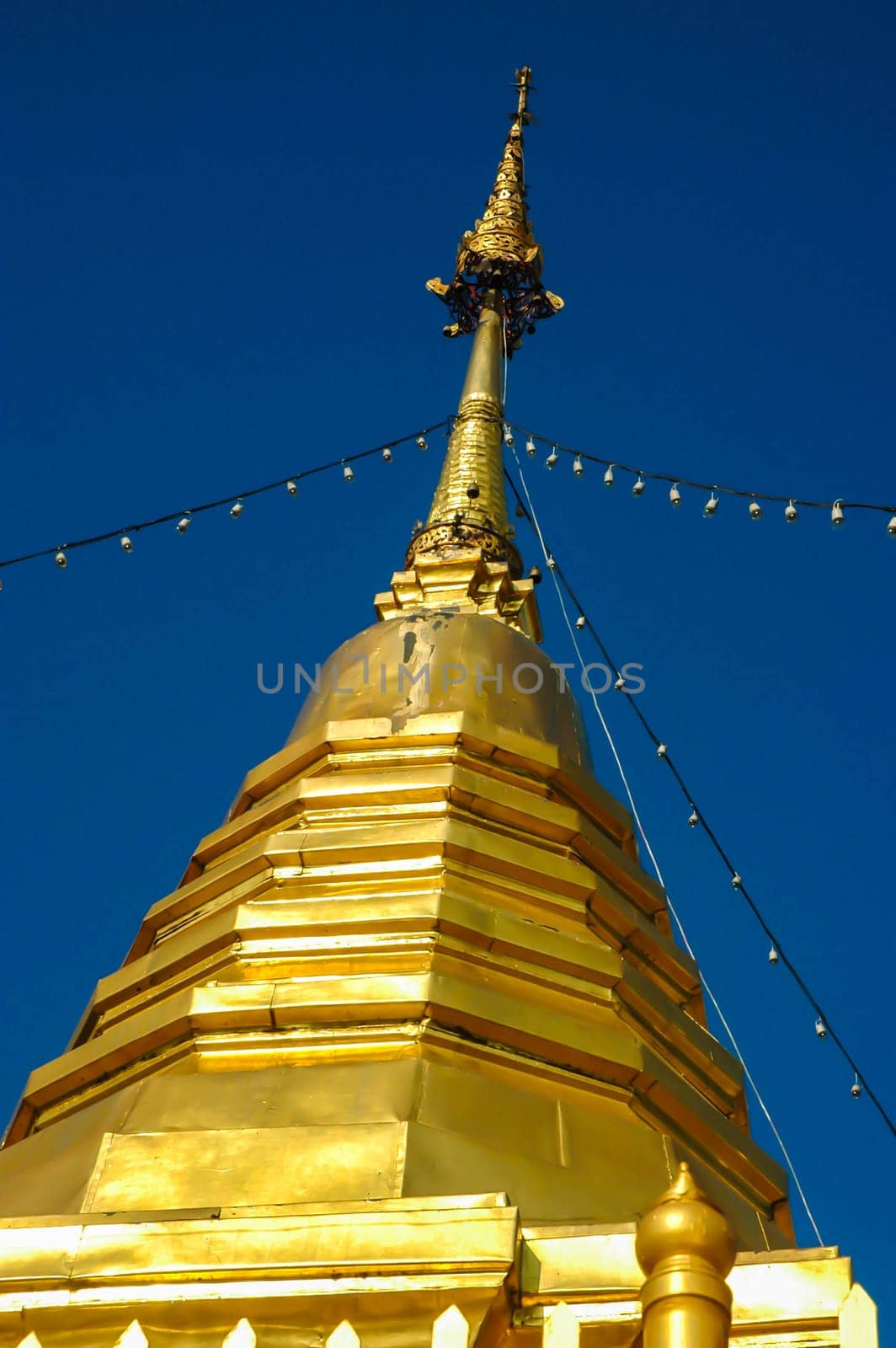The golden pagoda in the temple of Thailand.