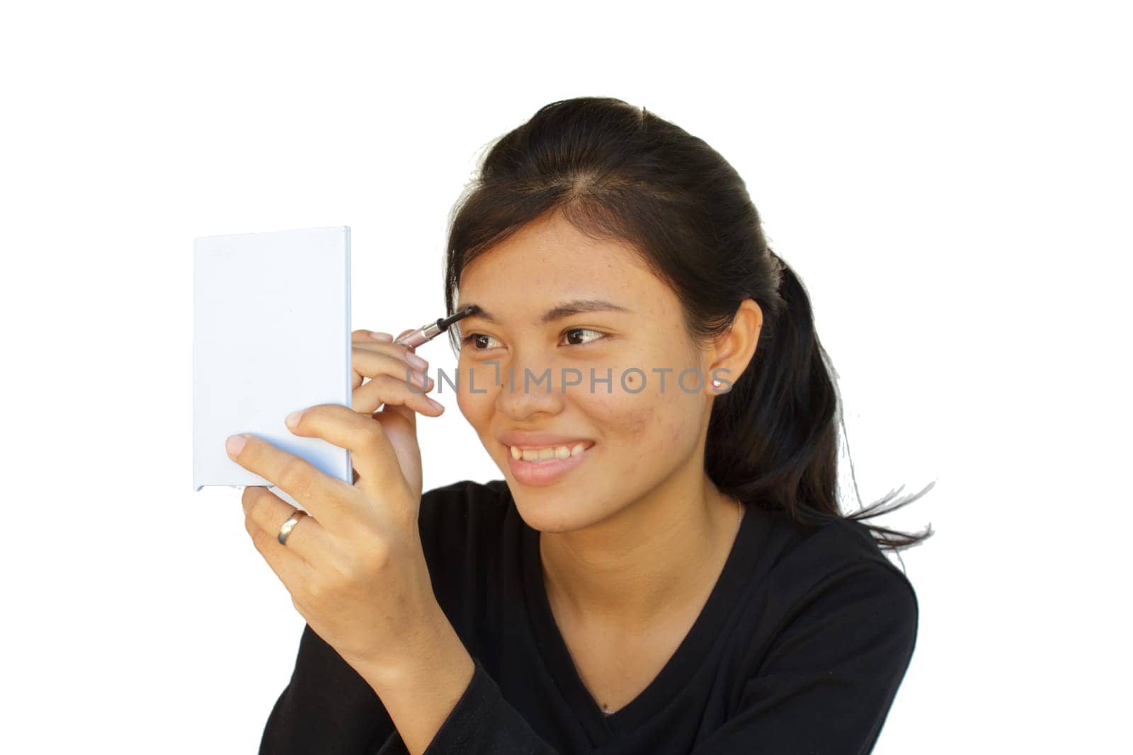 Young girl are makeup, portrait with white background