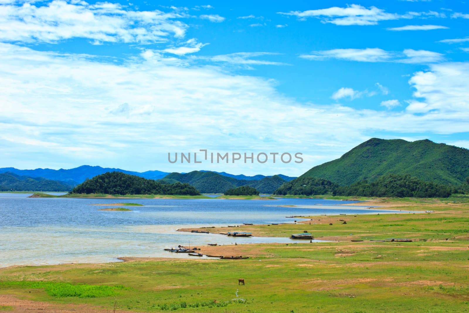 Views over the reservoir Kaengkrachan dam, Phetchaburi Thailand