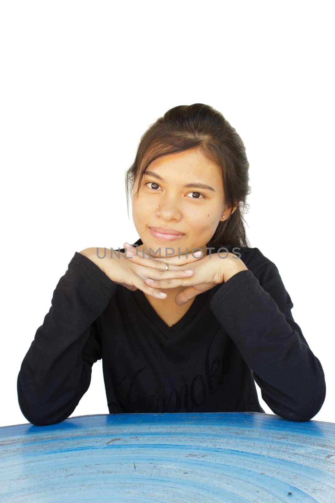Happy smiling girl of Asian at leisure isolated on white background