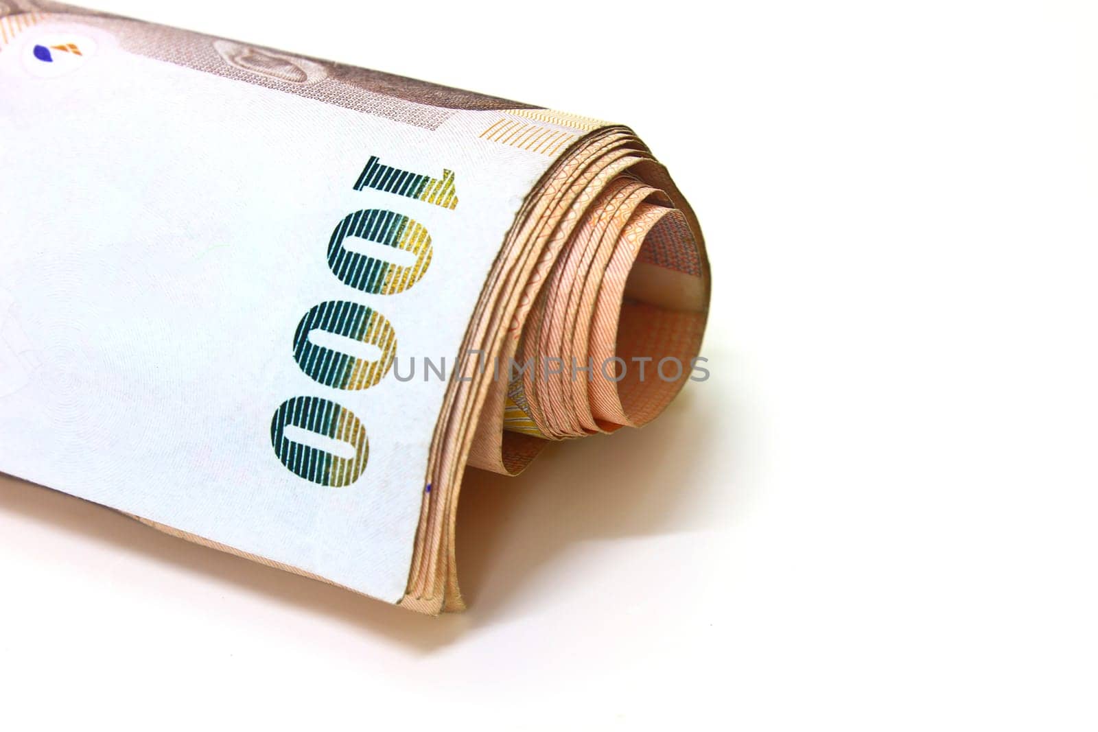 Bank note of Thai currency isolated on white background