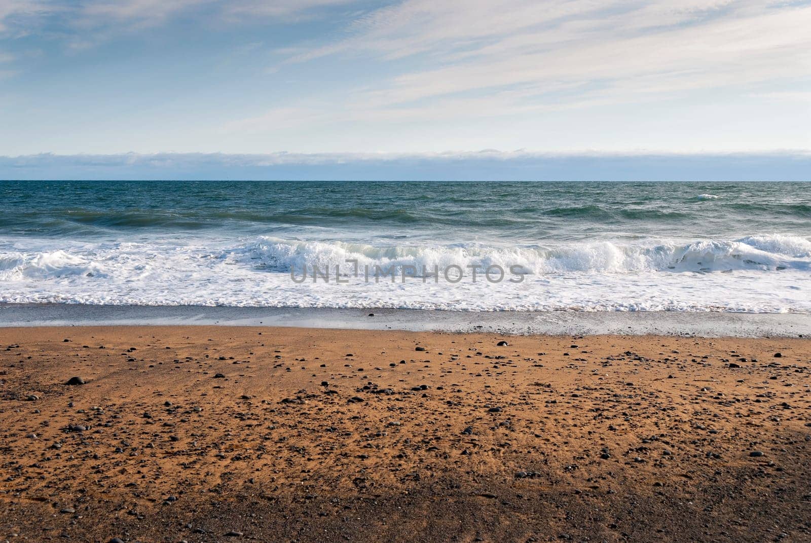 sea and beach at Langaholt in Iceland
