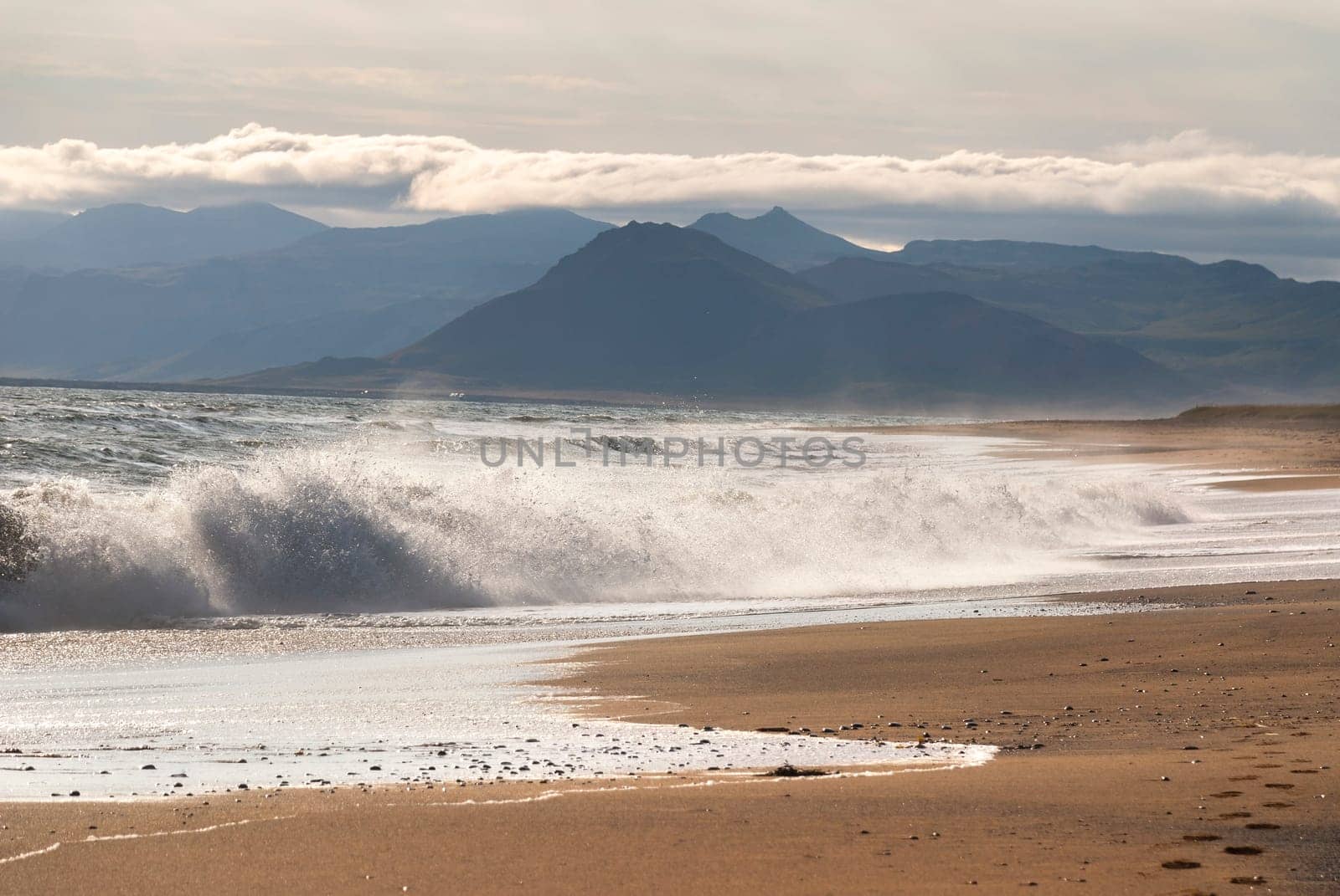 sea and beach at Langaholt in Iceland