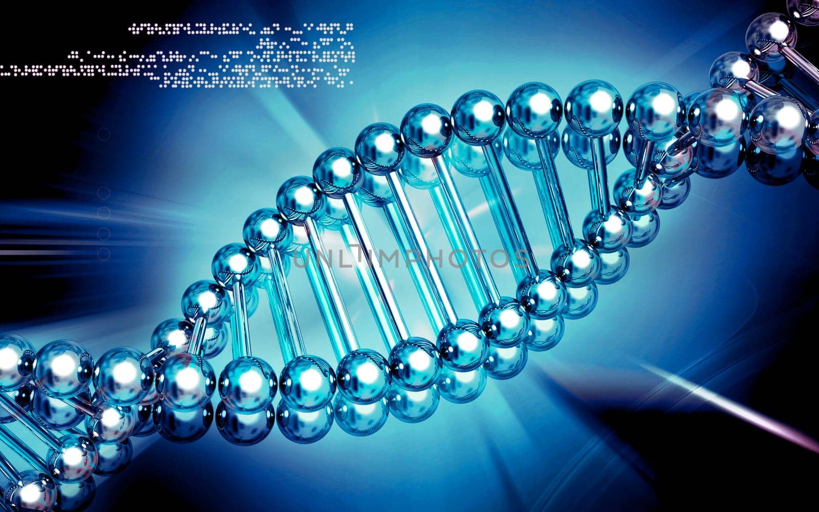 Digital illustration DNA structure in colour background