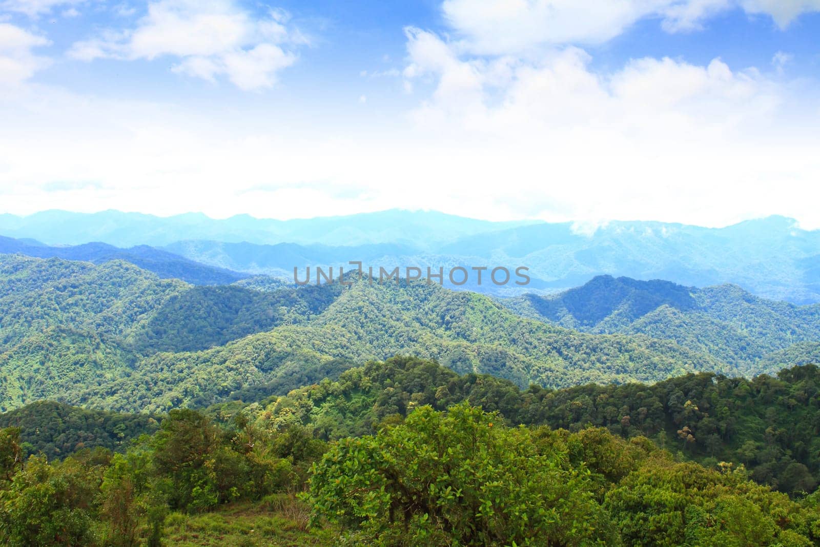 Views of the valley to the high peaks of 1200 meters in the national park