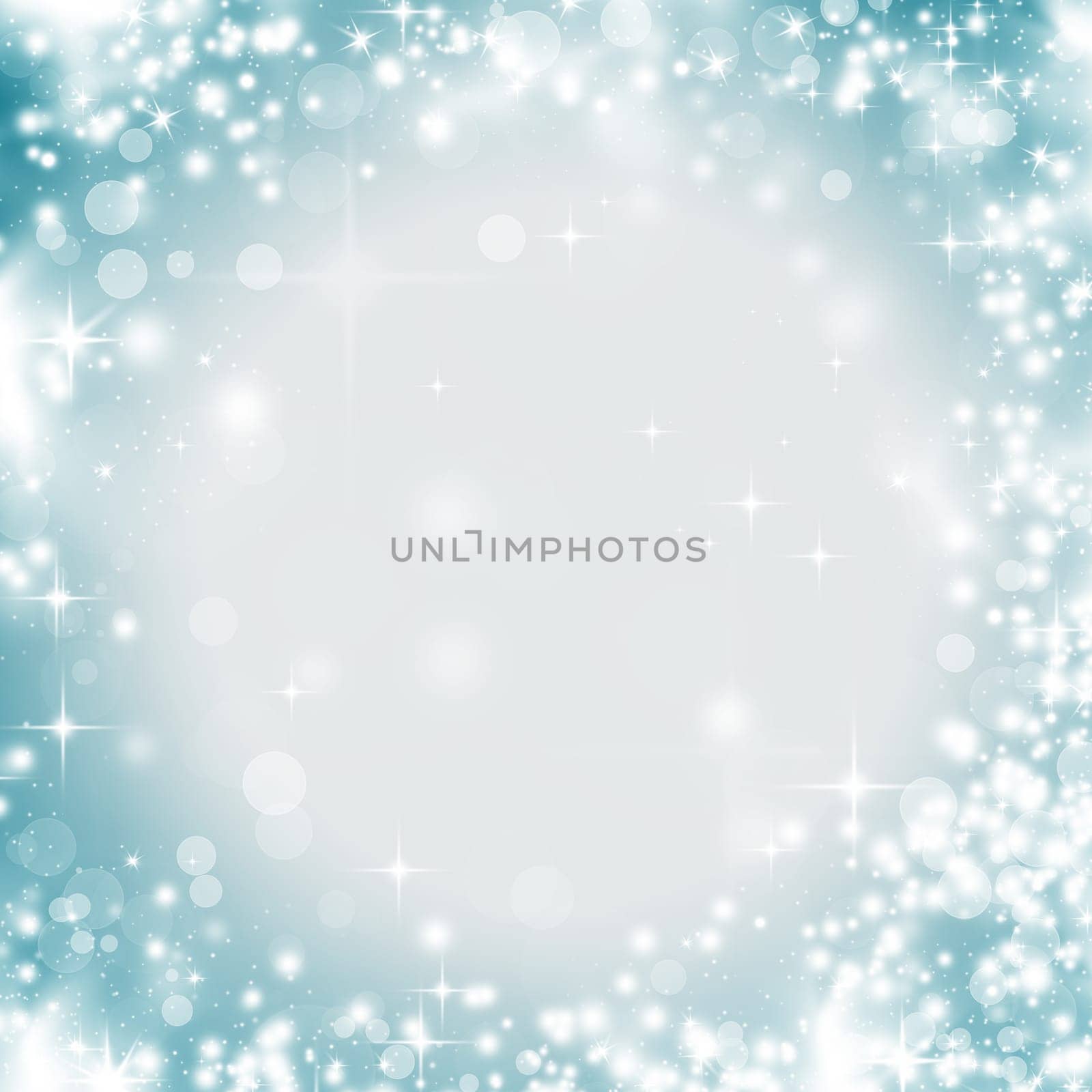 Abstract Christmas background of holiday lights, stars, and snowflakes
