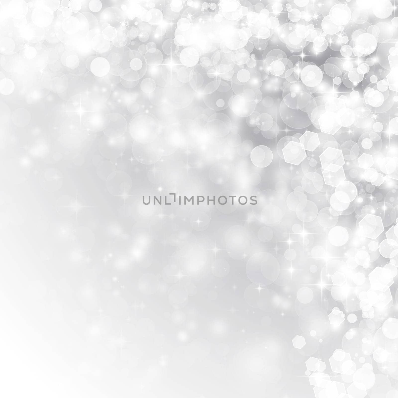 Abstract Christmas background of holiday lights, stars, and snowflakes
