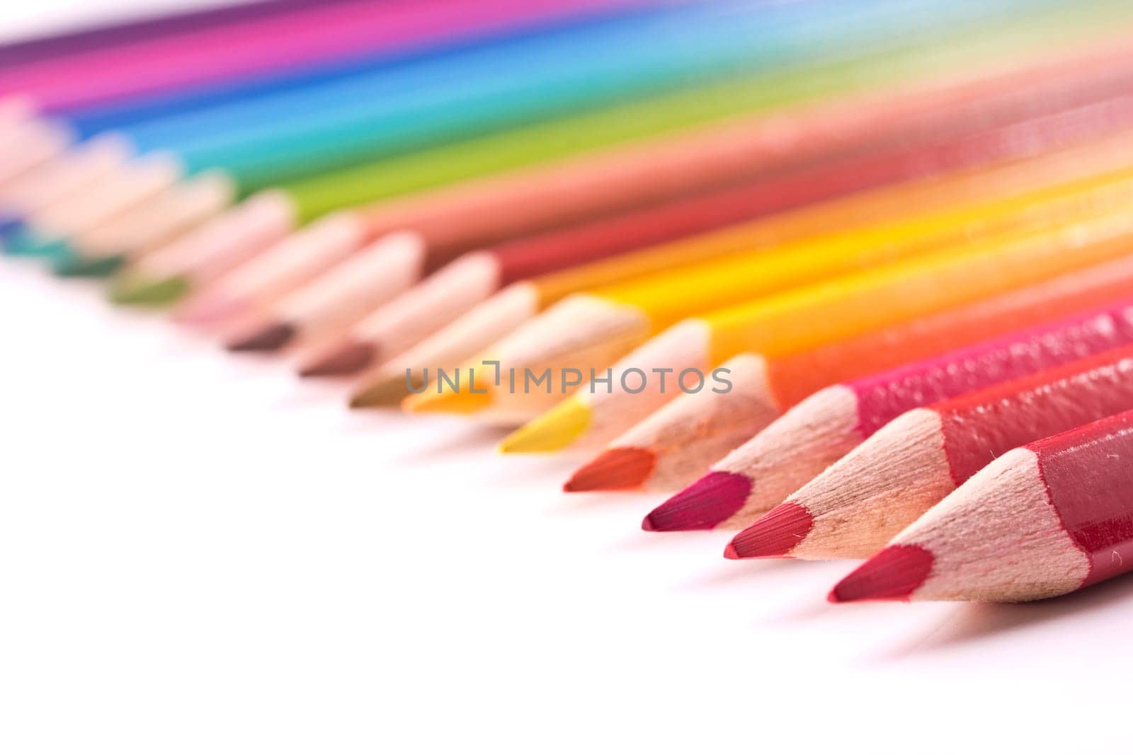 Pencils different colors with white background