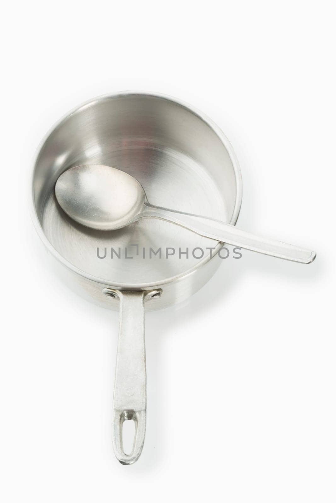 Aluminium pot and spoon,symbol for economy menu