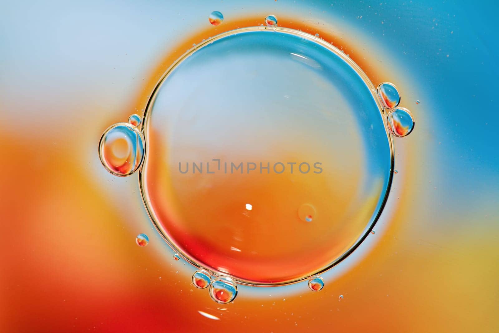 Abstract macro image of oil and water mixture