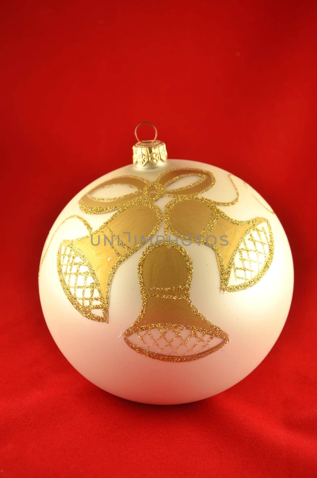 christmas ball isolated on red background