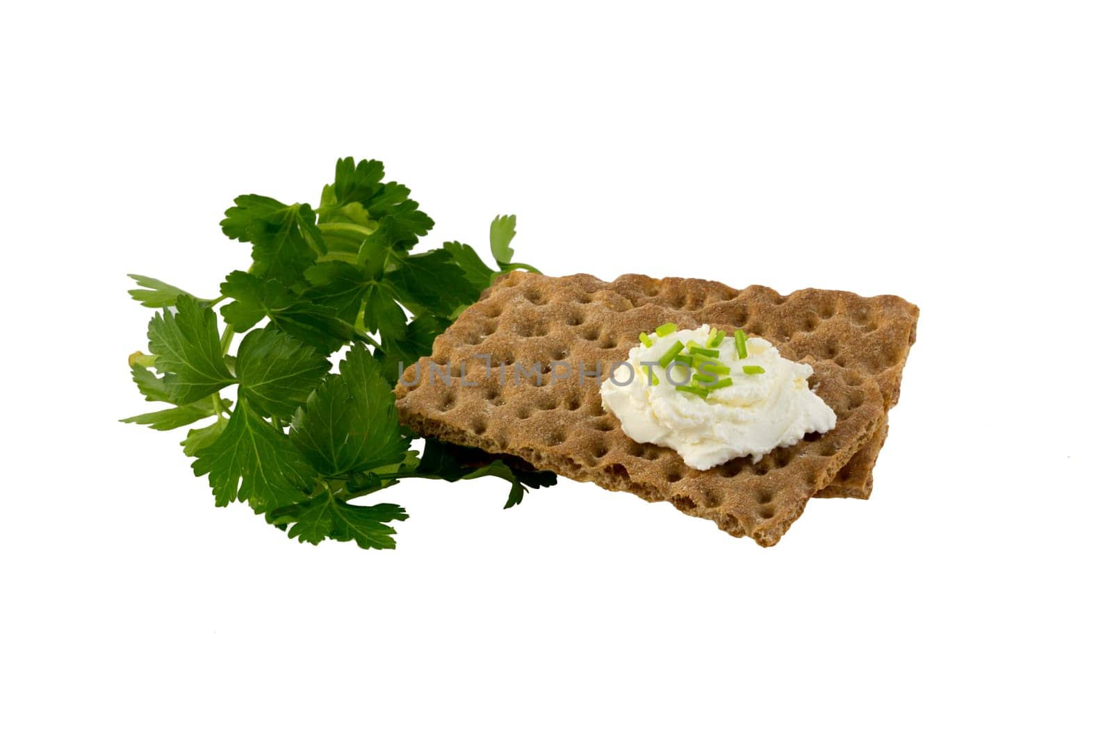 Crispbread with cream cheese and herbs