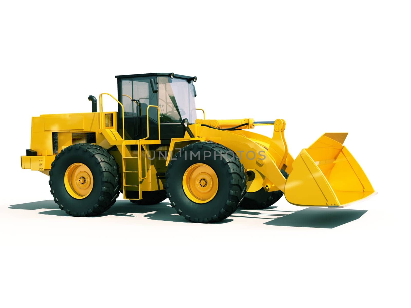 Modern front loader on light background with shadow