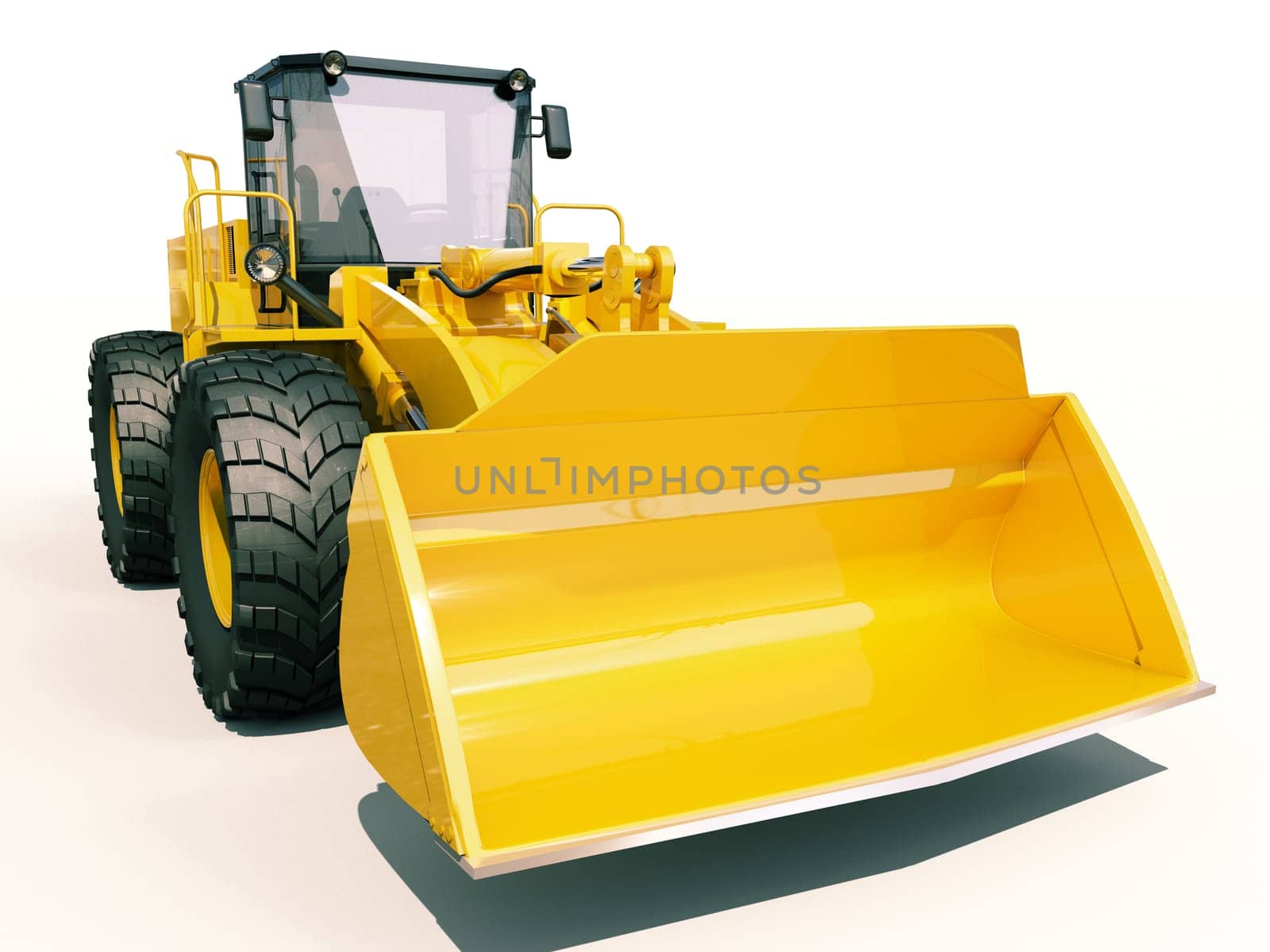 Modern front loader on light background with shadow