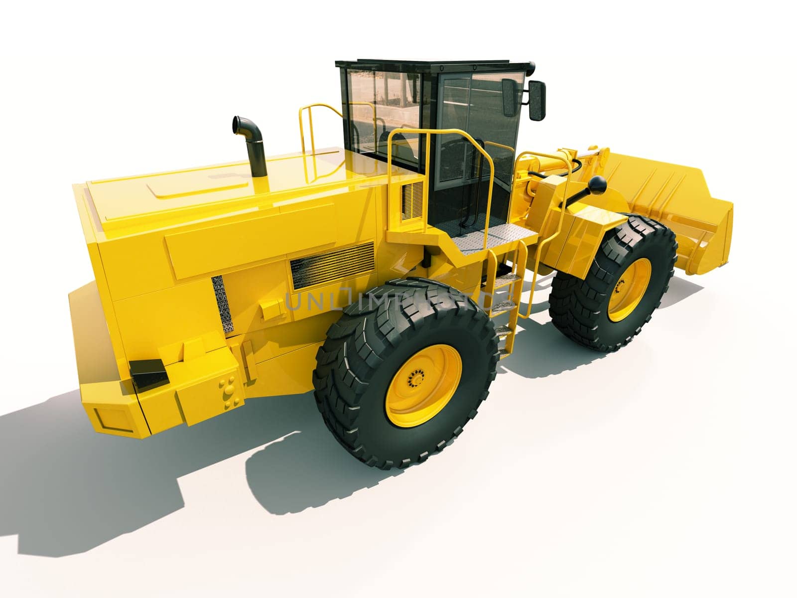 Modern front loader on light background with shadow