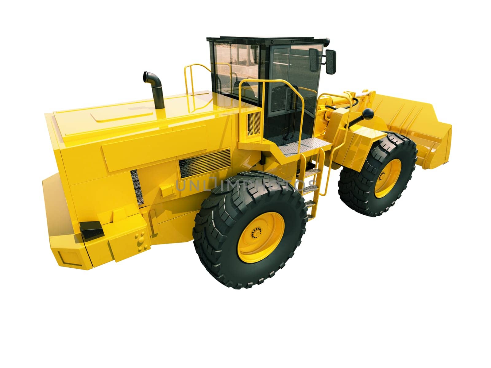 Modern front loader isolated on white background without shadow