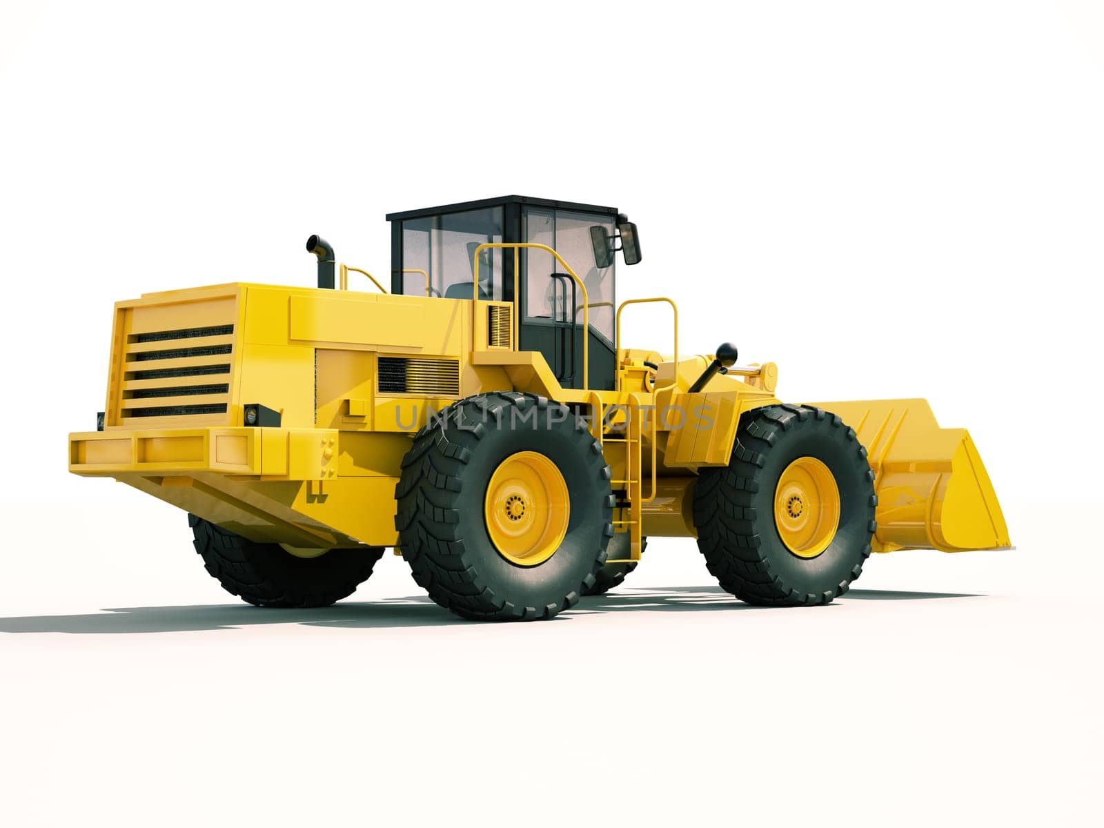 Modern front loader on light background with shadow