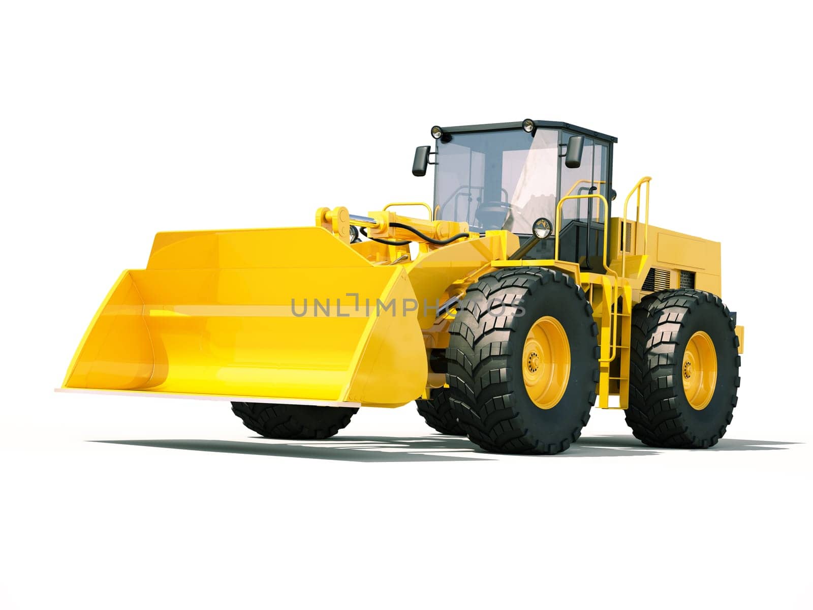 Modern front loader on light background with shadow