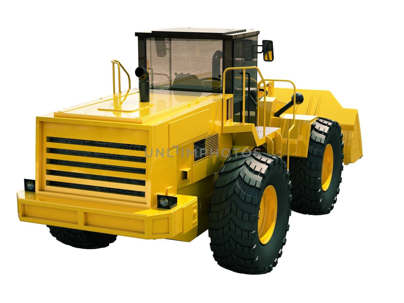 Modern front loader isolated on white background without shadow
