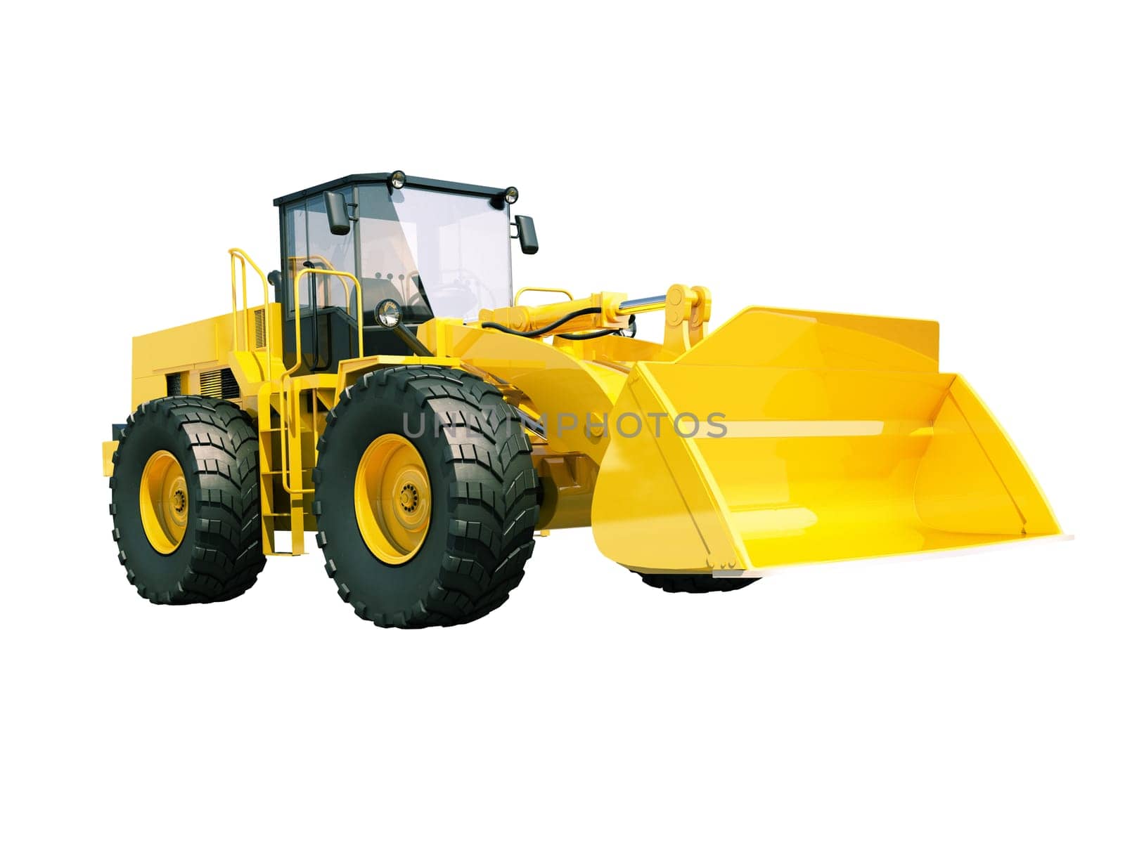 Modern front loader isolated on white background without shadow