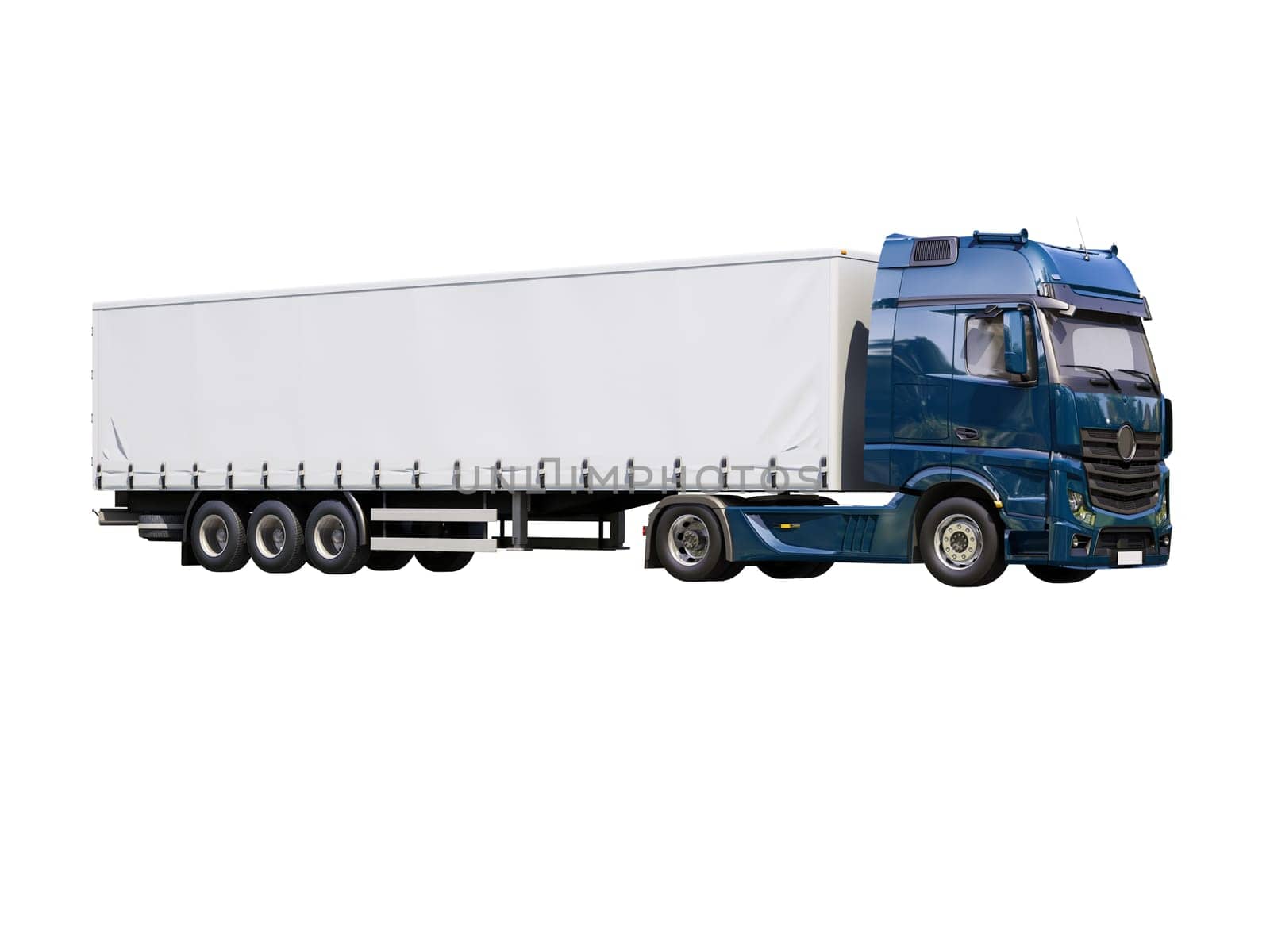 A modern semi-trailer truck isolated on white background