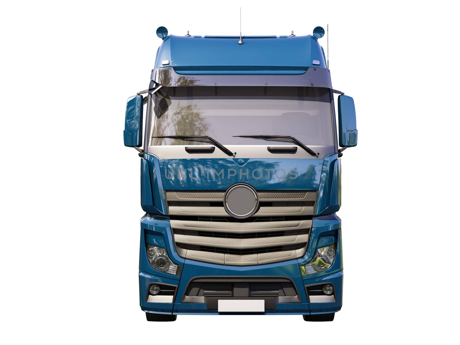 A modern semi-trailer truck isolated on white background
