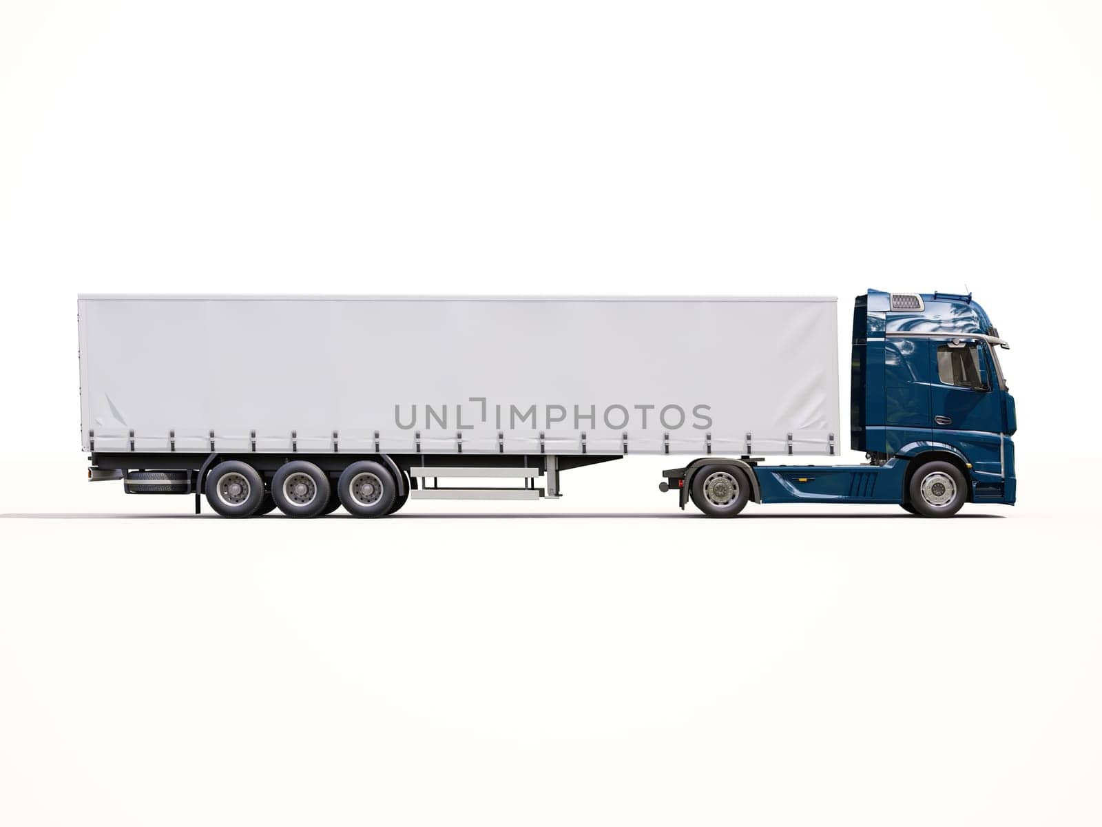 A modern semi-trailer truck on light background