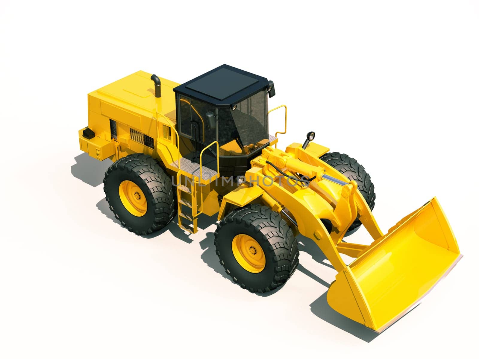 Modern front loader on light background with shadow