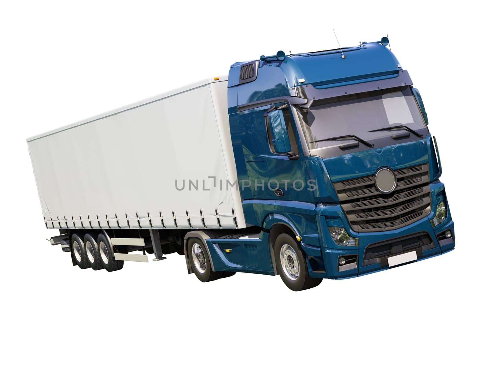 A modern semi-trailer truck isolated on white background