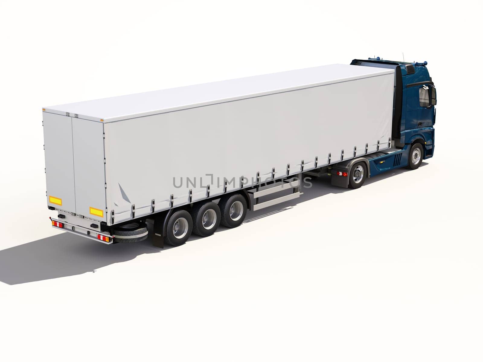 A modern semi-trailer truck on light background