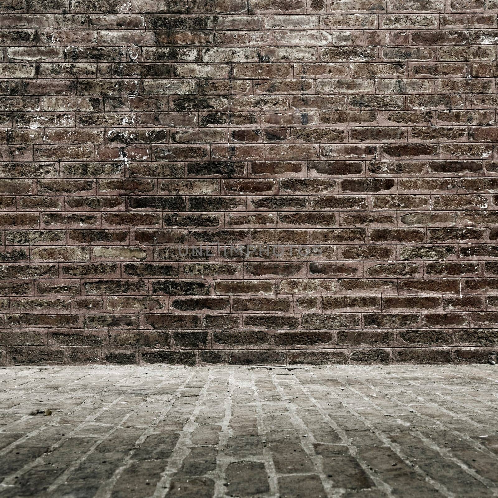 Grungy brick wall and floor