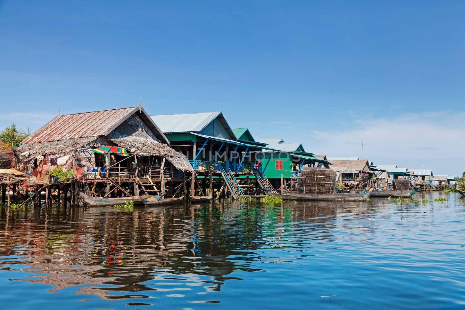 Floating fishing village Kampong Phluk on Tonle Sap Lake in Cambodia