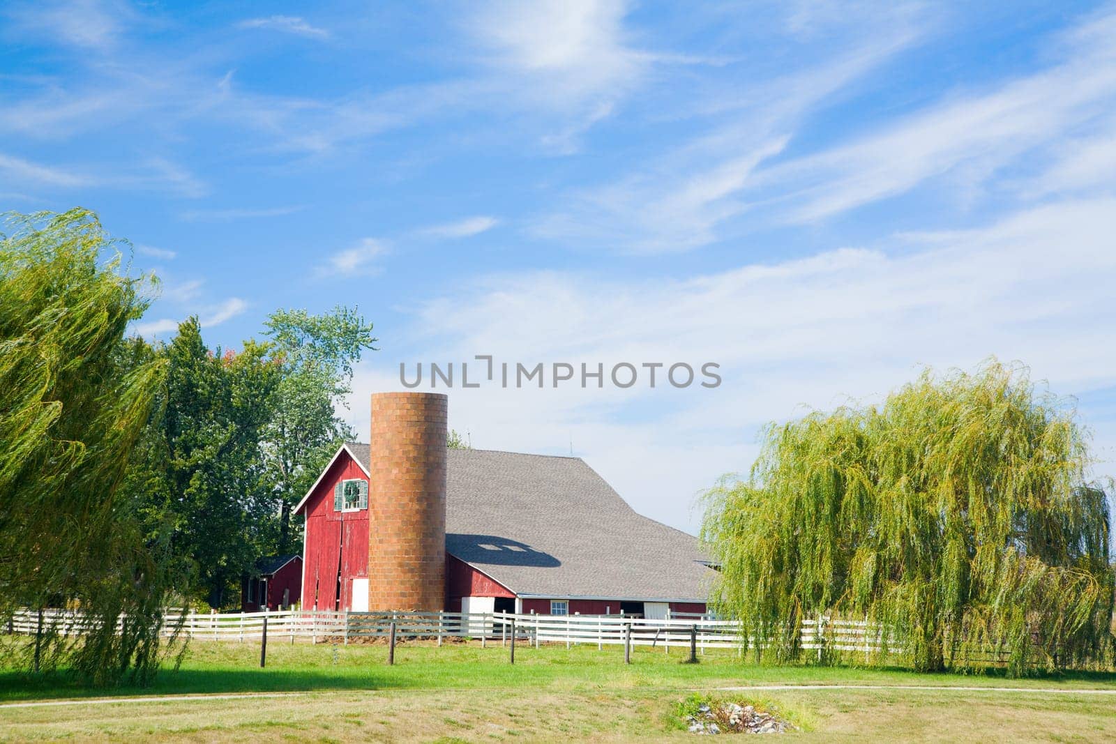 Old red barn on a farm in Central Indiana