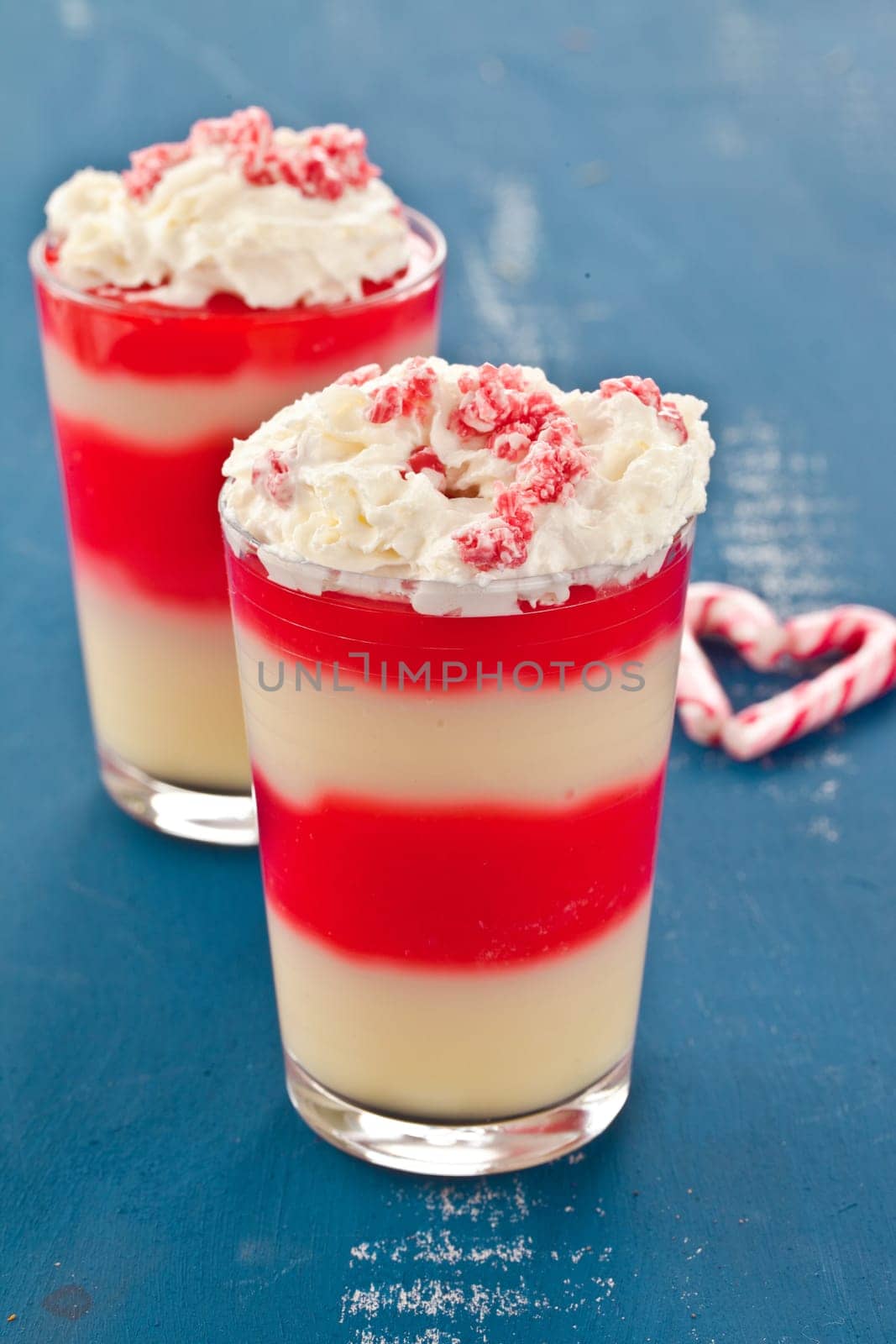 Colorful dessert with peppermint flavor for Christmas
