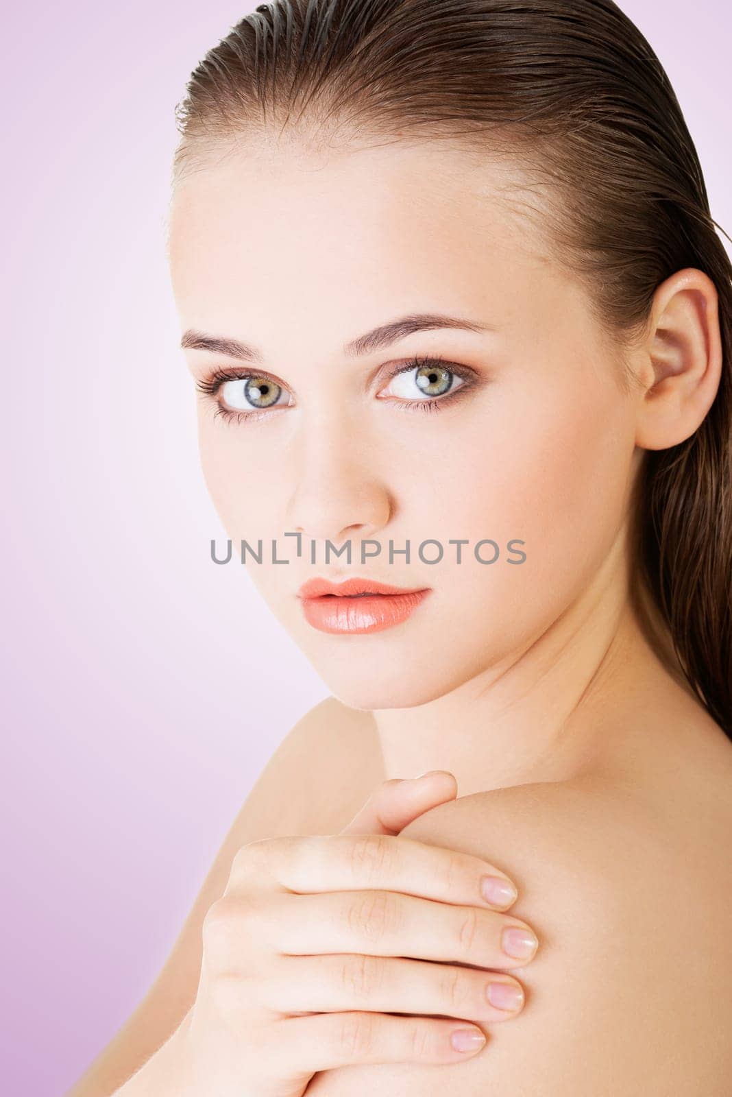 beautiful face of spa woman with healthy clean skin.