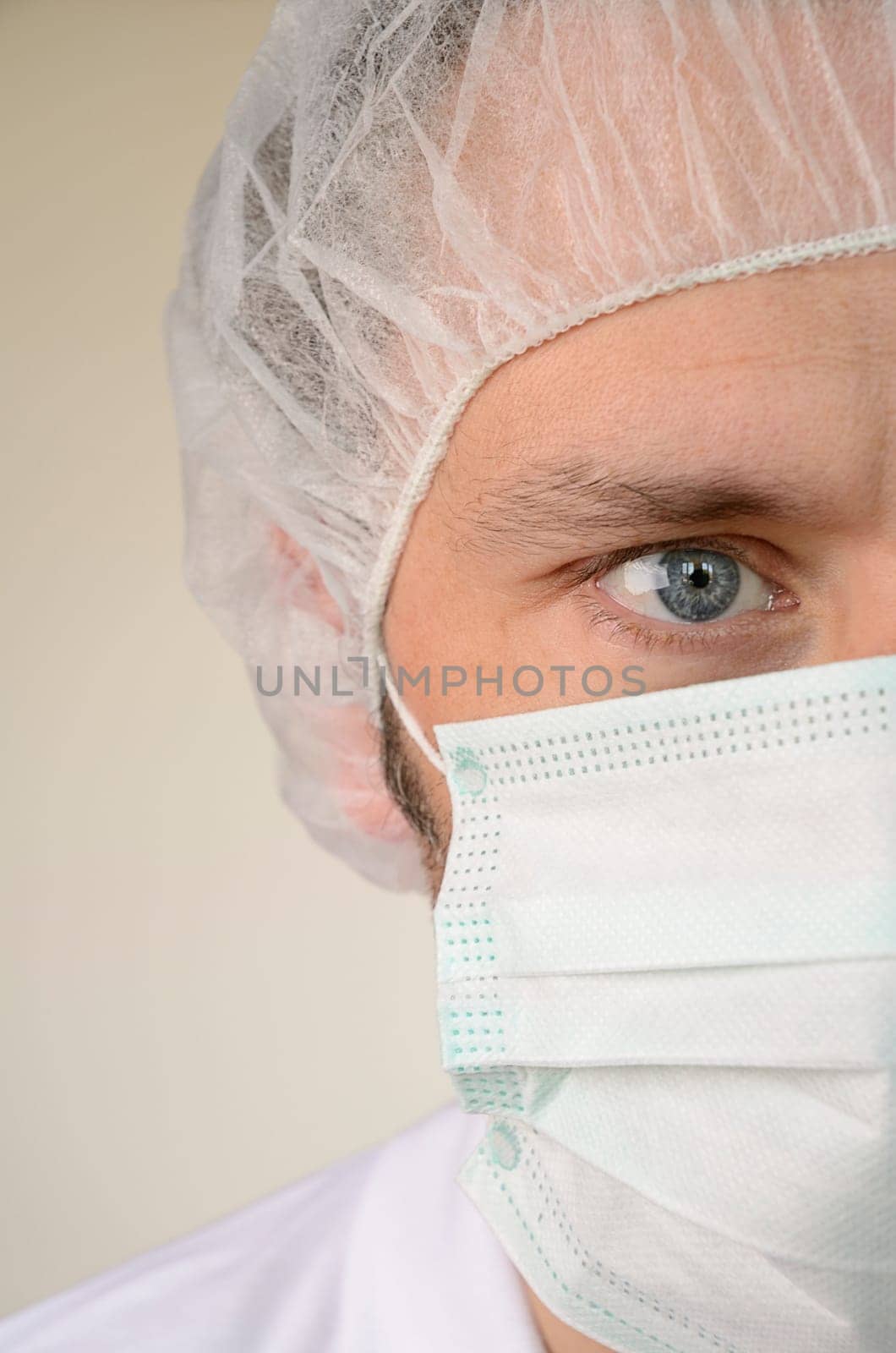 Mature male looking at camera at hospital,close up shot