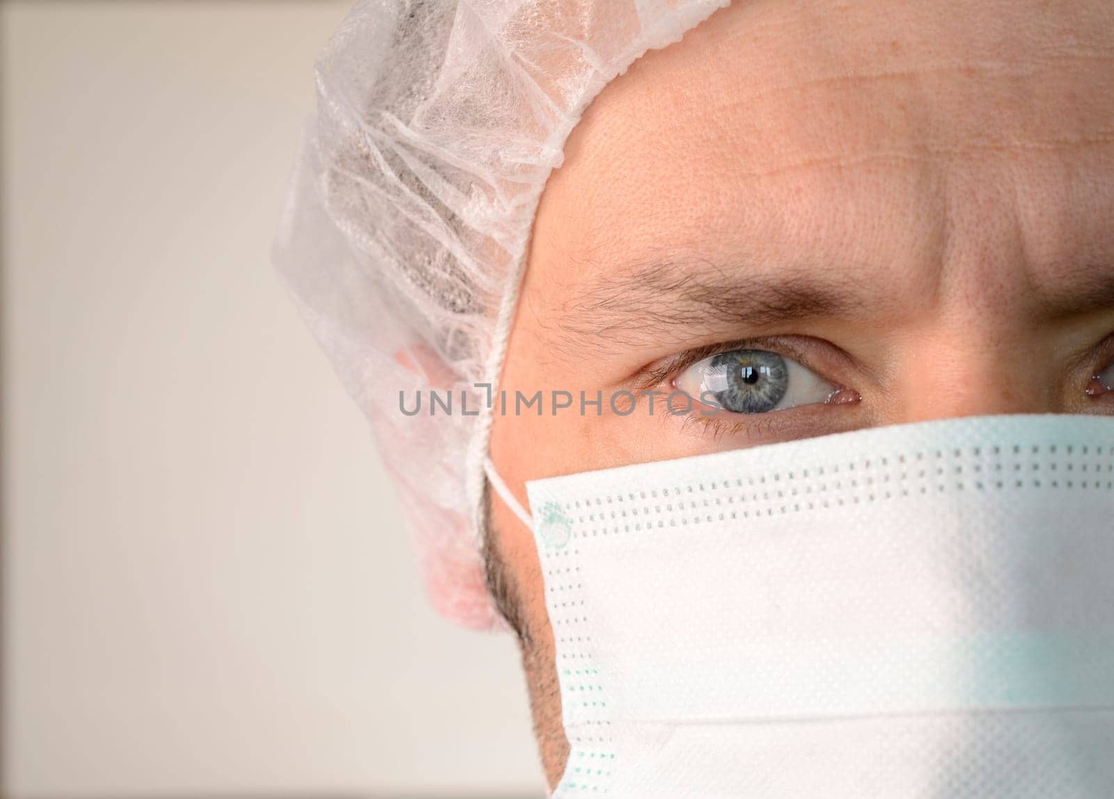 Mature male looking at camera at hospital,close up shot